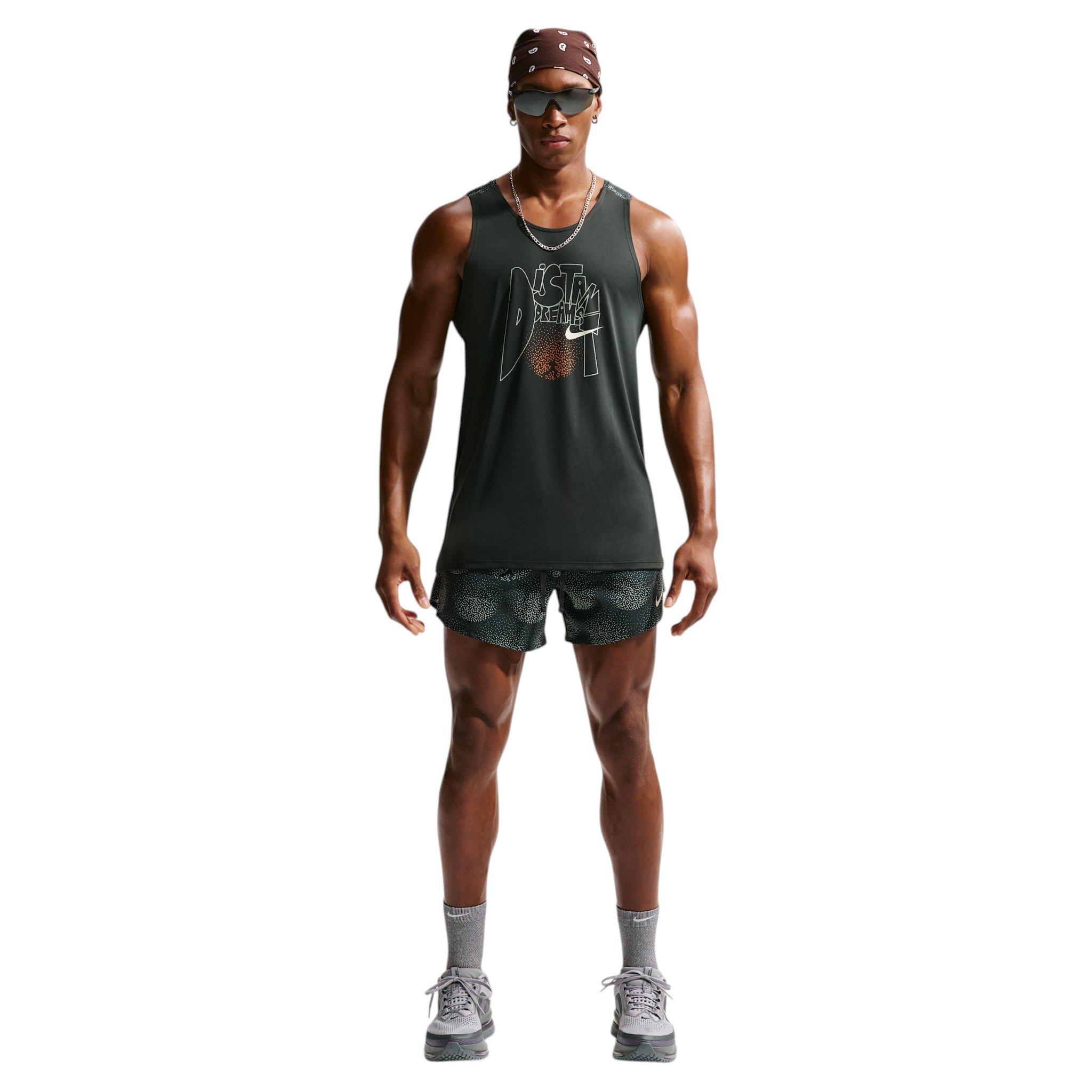 Nike Men's Stride Dri-FIT ADV Running Tank Top - Dark Green - DARK GREEN